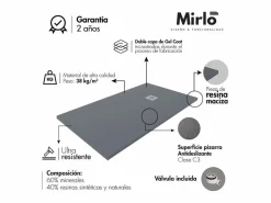MIRLO Plato De Ducha|Plato de ducha resina LUX ANTRACITA 70x140cm rejilla inox