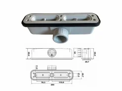 MIRLO Plato de ducha resina LUX 90x170cm rejilla inox Negro Best