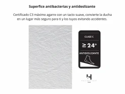 Plato de ducha 90x130 cm resina antideslizante | Carga mineral, textura piedra, | Incluye válvula y rejilla Blanco Discount