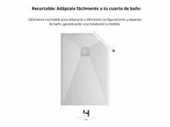 Plato de ducha 70x80 cm resina antideslizante | Carga mineral, textura piedra, | Incluye válvula y rejilla Blanco Clearance