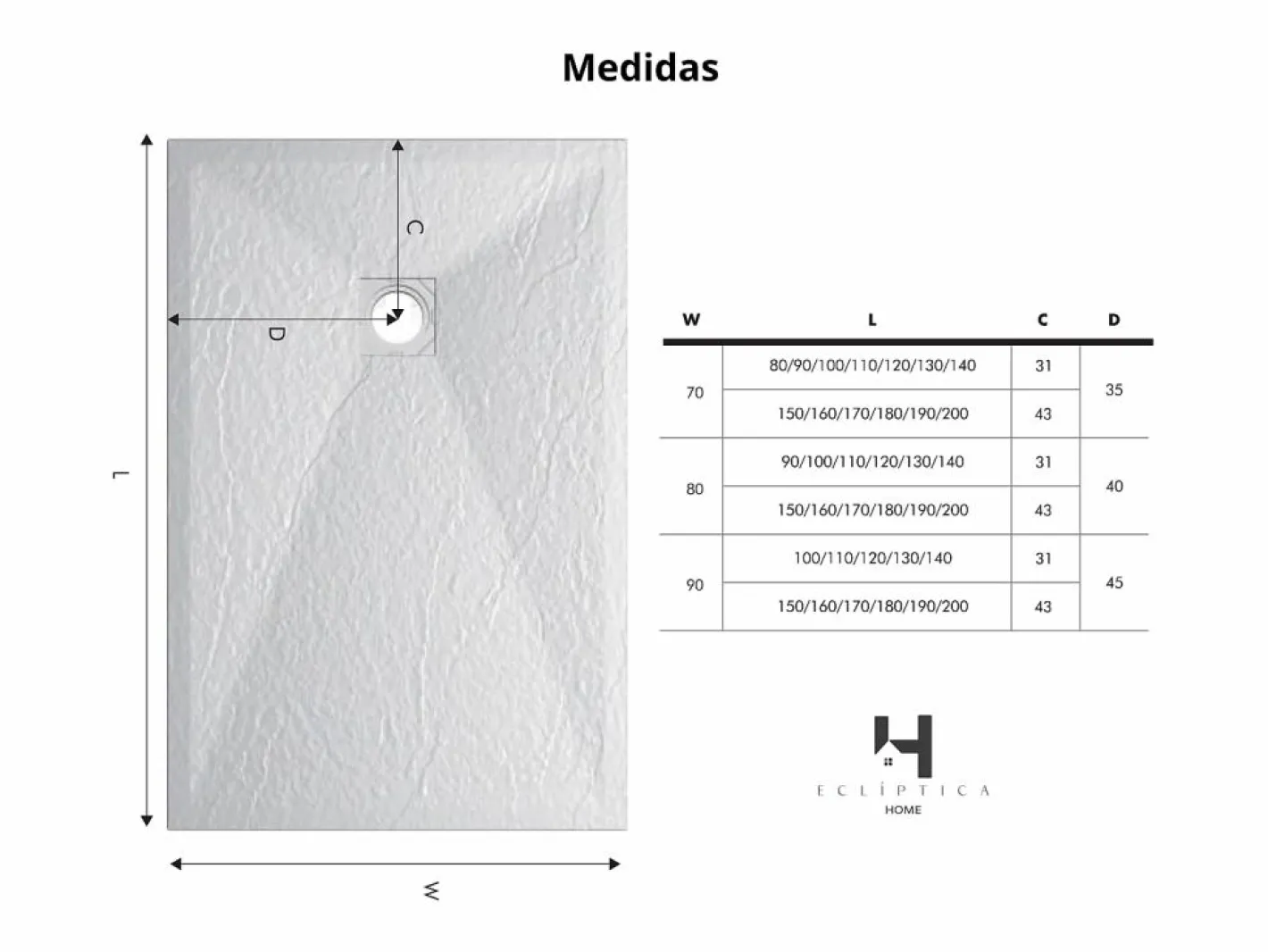 Plato De Ducha|Plato de ducha 90x160 cm resina antideslizante | Carga mineral, textura piedra, | Incluye válvula y rejilla