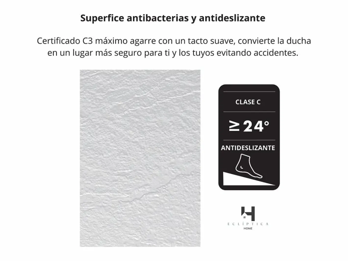 Plato de ducha 70x130 cm resina antideslizante | Carga mineral, textura piedra, | Incluye válvula y rejilla Blanco