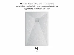 Plato Ducha Resina TITAN- Antideslizante Extraplano Ultraligero Textura pizarra Color 80X140 CM-Valvula+Rejilla Inox^ Hot