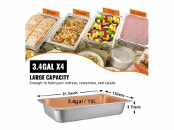 Vajilla|Vajilla|Plato, SucceBuy - Sartén Vaporera de Acero Inoxidable de 10,1 CM de Profundidad con Tapa, 13 L, Antiatasco, Paquete de 4