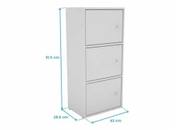 Librería|Plea salón 1 armario 3 puertas y 1 estantería 3 niveles 184x42x29 cm