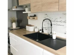 Essebagno Plimo Mezclador para fregadero con ducha móvil cromado Negro Outlet