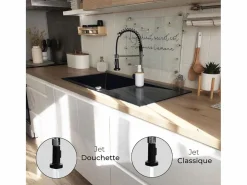 Essebagno Plimo Mezclador para fregadero con ducha móvil cromado Negro Outlet
