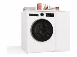 TOPESHOP POLA NP 1D - Armario para lavadora de baño con puertas 2 estantes - 95x64x88,5 cm - Blanco