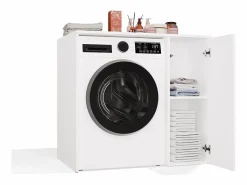 TOPESHOP POLA NP 1D - Armario para lavadora de baño con puertas 2 estantes - 95x64x88,5 cm - Blanco