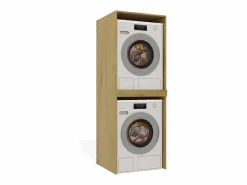 TOPESHOP POLA TWIN - Armario de baño para lavadora y secadora con columna de estantes - Roble Color natural claro New