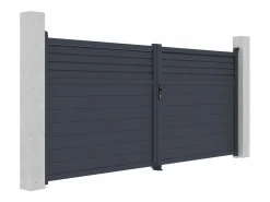 EXPERTLAND Portal batiente de aluminio con persianas L397 x H181 cm antracita - VIAZO Gris antracita Outlet