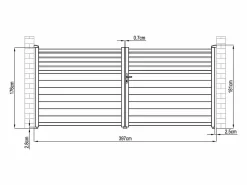 EXPERTLAND Portal batiente de aluminio con persianas L397 x H181 cm antracita - VIAZO Gris antracita Outlet
