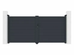 EXPERTLAND Portal eléctrico batiente de aluminio macizo - L305 x H150 cm - Antracita - NAZARIO Gris antracita New