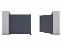 EXPERTLAND Portal eléctrico batiente de aluminio macizo - L305 x H150 cm - Antracita - NAZARIO Gris antracita New