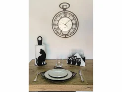 Portarrollos de papel de sobremesa de acero con diseño gato , capacidad para 1 rollo, diseño elegante para salón y cocina, fabricado en Italia. Negro Best