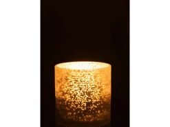 LANA DECO Portavelas cilindro agrietado cristal Alt. 15 cm Gris Hot