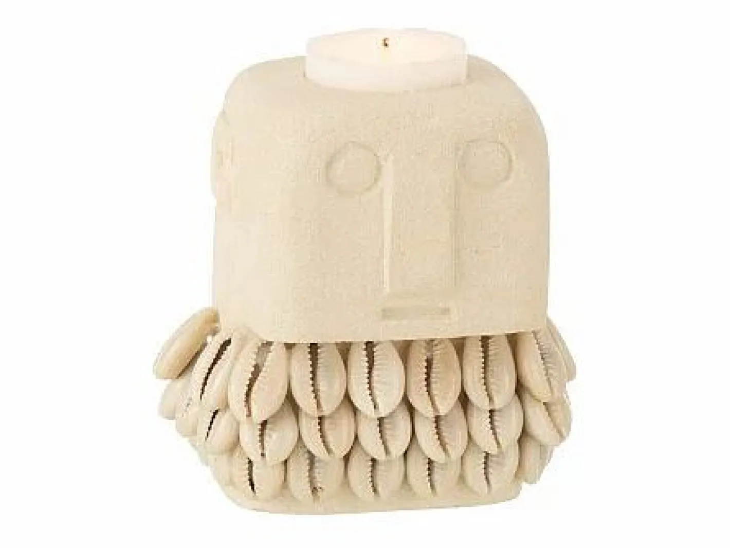 J-Line Portavelas Y Vela|Portavelas de cerámica beige 9x7x10 cm