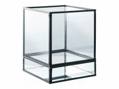 ebuy24 Portavelas de metal y cristal 12 x 15 cm Negro Discount