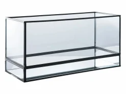 ebuy24 Jarrón|Portavelas de metal y cristal 30 x 15 cm