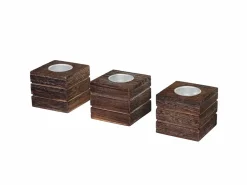 MCW Portavelas Y Vela|Portavelas de té Tolve (set de 3), marrón