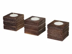 MCW Portavelas Y Vela|Portavelas de té Tolve (set de 3), marrón