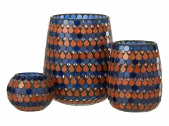J-Line Portavelas de vidrio en forma de gota 17x17x21 cm Azul Clearance