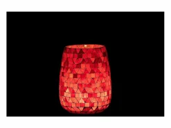 J-Line Portavelas triangular de vidrio 12.5x12.5x16 cm Rosa Hot