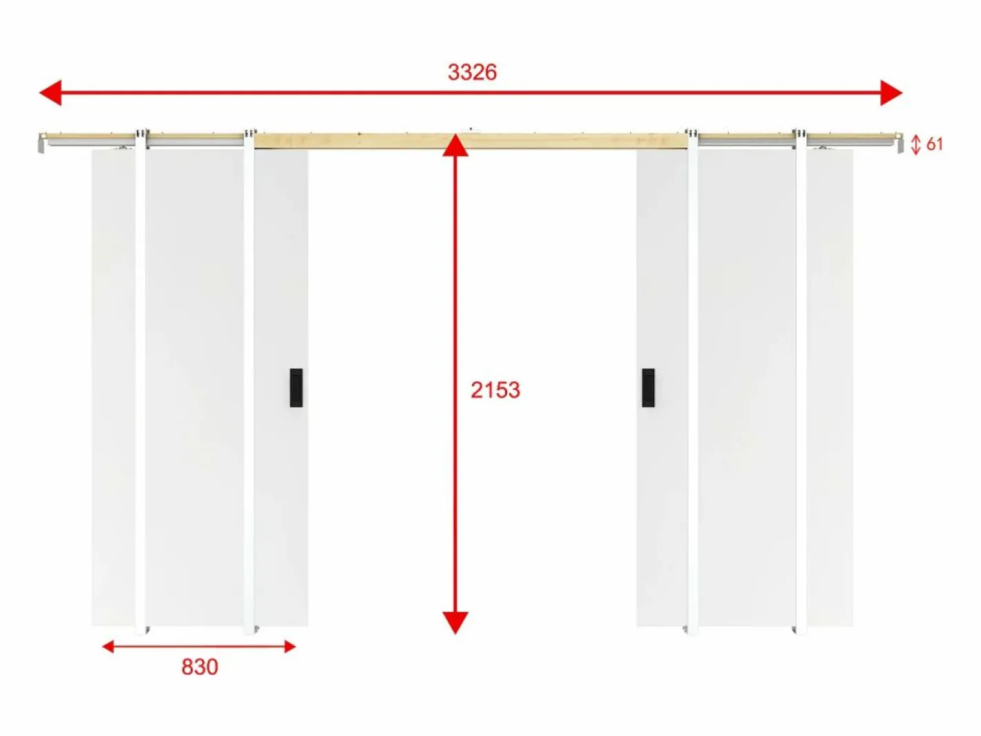Vente-unique Porte doble empotrable - 2 x Alt. 205 x L83 cm MDF + PVC - VARIN II Blanco Best