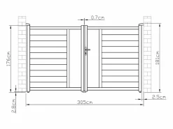 EXPERTLAND Portón|Portón aluminio - Ancho 305 x Alt. 181 cm - Antracita - GREGOR