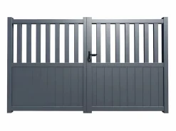 EXPERTLAND Portón|Portón aluminio calado - Ancho 314 x Alt. 120/140 cm - Antracita - TARNOS II