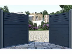 EXPERTLAND Portón aluminio persiana - Ancho 305 x Alt. 166 cm - Antracita - VIAZO Gris antracita