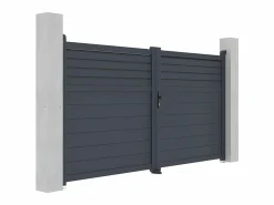 EXPERTLAND Portón aluminio persiana - Ancho 305 x Alt. 166 cm - Antracita - VIAZO Gris antracita