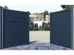EXPERTLAND Portón|Portón aluminio persiana - Ancho 305 x Alt. 181 cm - Antracita - VIAZO