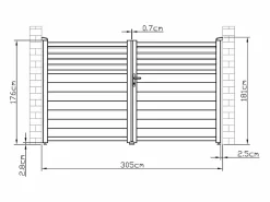 EXPERTLAND Portón|Portón aluminio persiana - Ancho 305 x Alt. 181 cm - Antracita - VIAZO