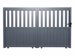 EXPERTLAND Portón corredero aluminio calado Ancho 343 x Alt. 149 cm antracita TARNOS II Gris antracita Sale