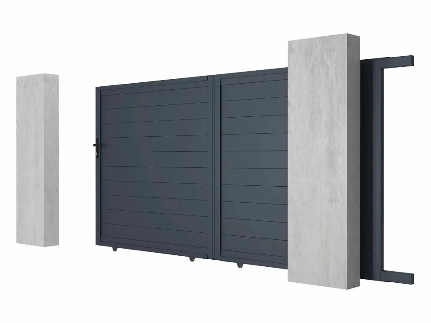 EXPERTLAND Portón|Portón corredero de aluminio antracita Ancho 374 x Alt. 180 cm - NAZARIO