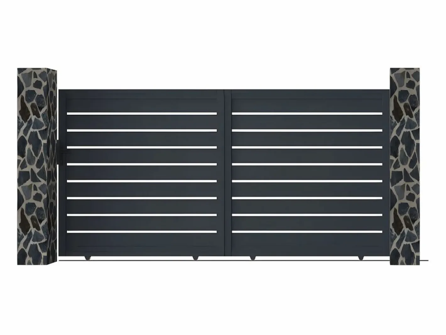 EXPERTLAND Portón|Portón corredero de aluminio con calado antracita - Ancho 350 x Alt. 176 cm - PRIMO