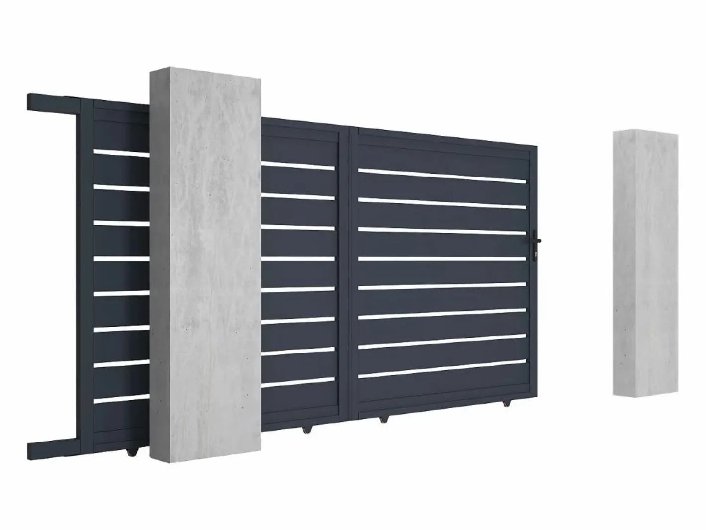 EXPERTLAND Portón|Portón corredero de aluminio con calado antracita - Ancho 350 x Alt. 176 cm - PRIMO
