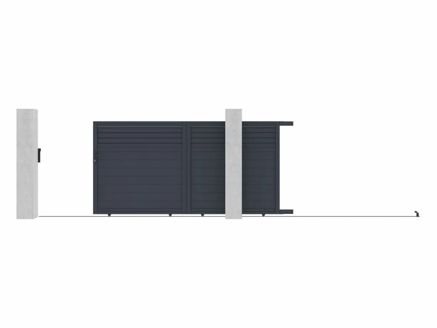 EXPERTLAND Portón|Portón corredizo de aluminio persianado L374 x H180 cm antracita - VIAZO