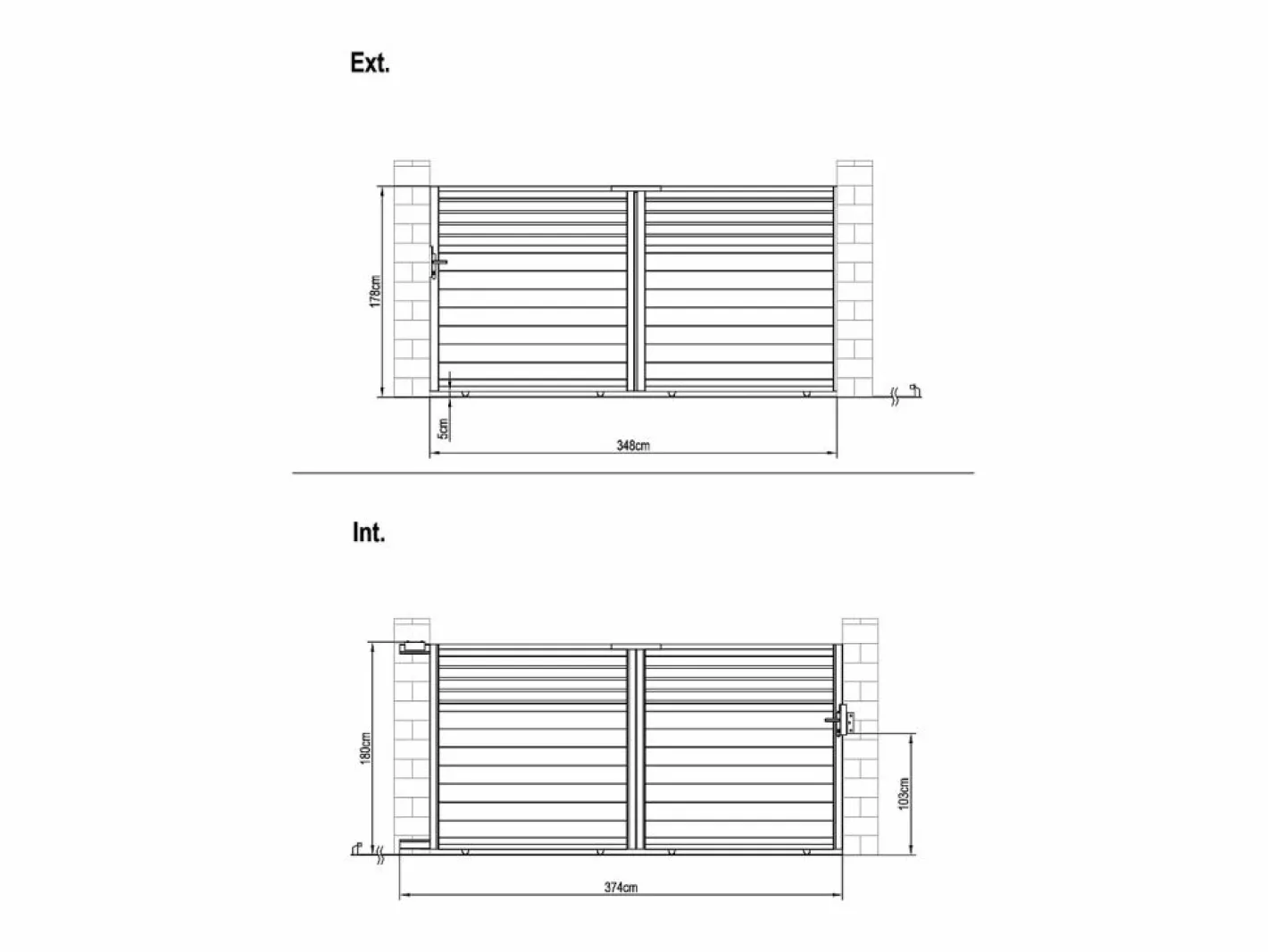 EXPERTLAND Portón|Portón corredizo de aluminio persianado L374 x H180 cm antracita - VIAZO