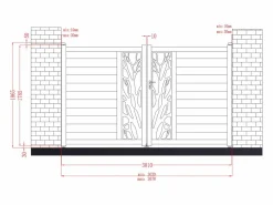 EXPERTLAND Portón de aluminio Ancho 300 x Alt. 179 cm antracita LABRIT II Gris antracita Best