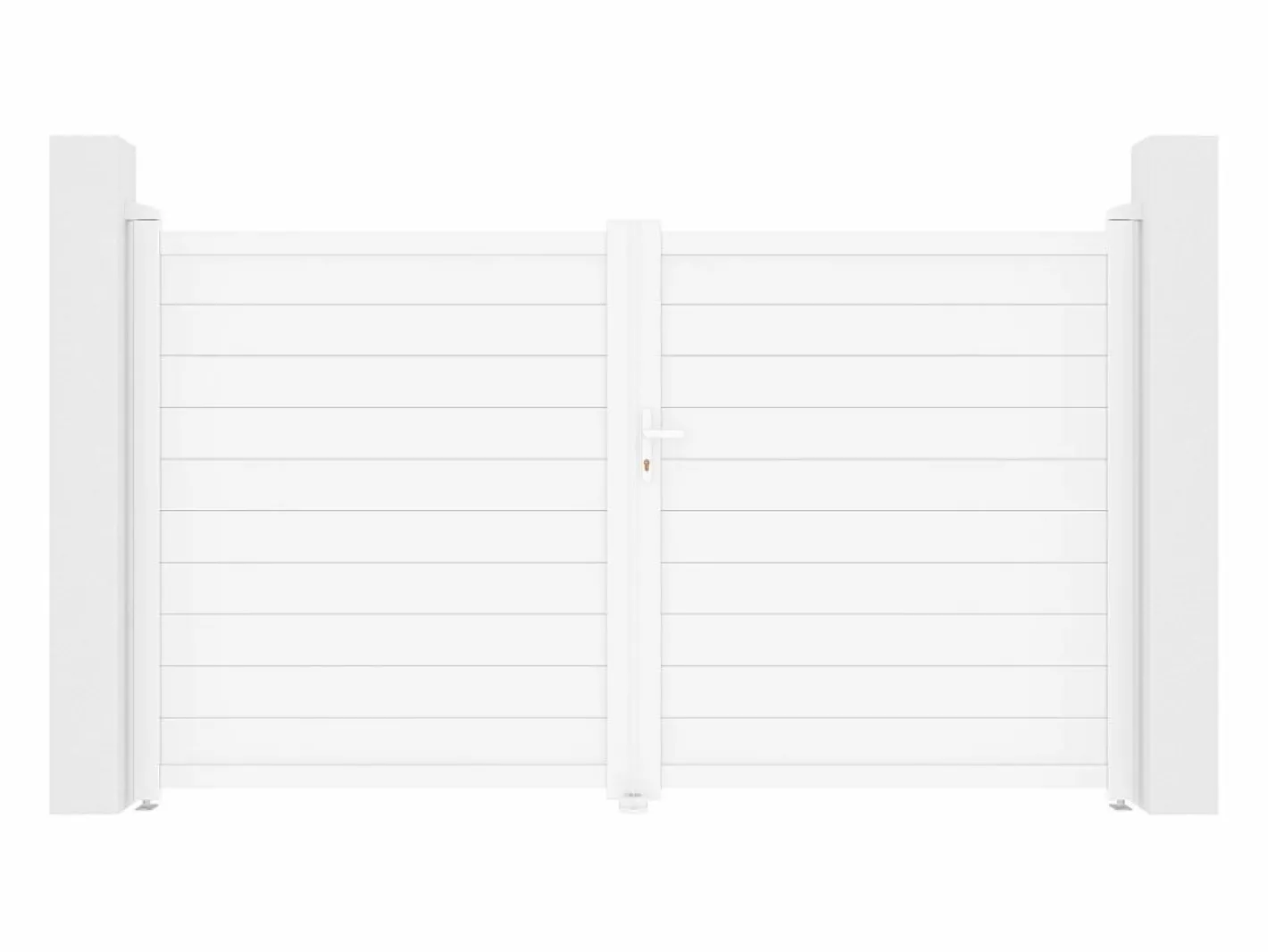 EXPERTLAND Portón de aluminio Ancho 305 x Alt. 181 cm NAZARIO Blanco New
