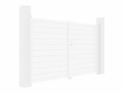 EXPERTLAND Portón de aluminio Ancho 305 x Alt. 181 cm NAZARIO Blanco New
