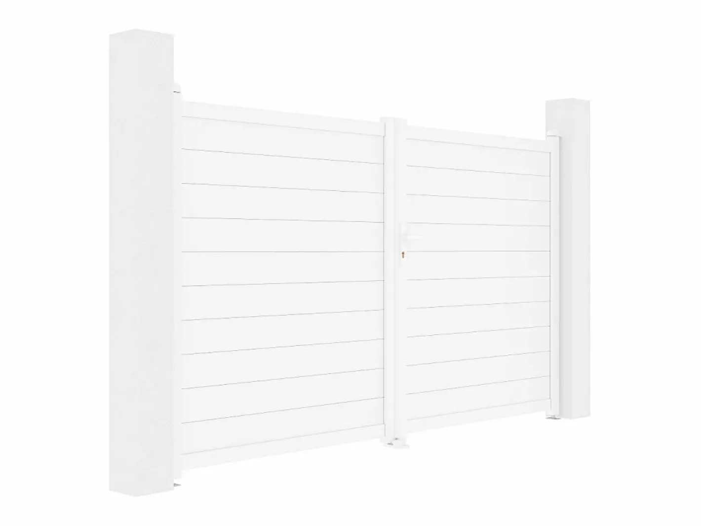EXPERTLAND Portón de aluminio Ancho 305 x Alt. 181 cm NAZARIO Blanco New