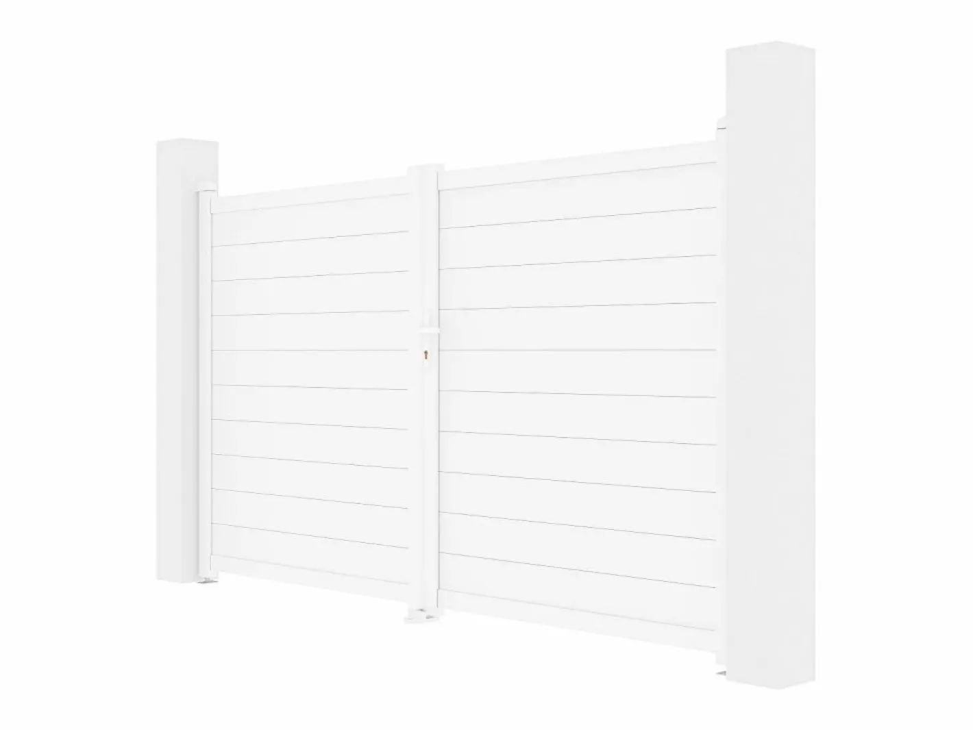 EXPERTLAND Portón de aluminio Ancho 305 x Alt. 181 cm NAZARIO Blanco New