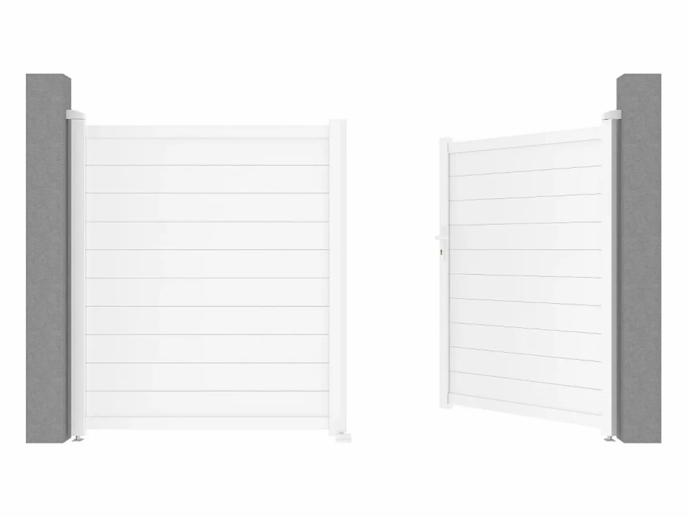 EXPERTLAND Portón de aluminio Ancho 305 x Alt. 181 cm NAZARIO Blanco New
