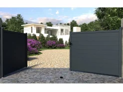 EXPERTLAND Portón de aluminio color antracita Ancho 392 x Alt. 158 cm NAZARIO Gris antracita