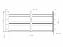EXPERTLAND Portón|Portón de aluminio color antracita Ancho 392 x Alt. 173 cm NAZARIO