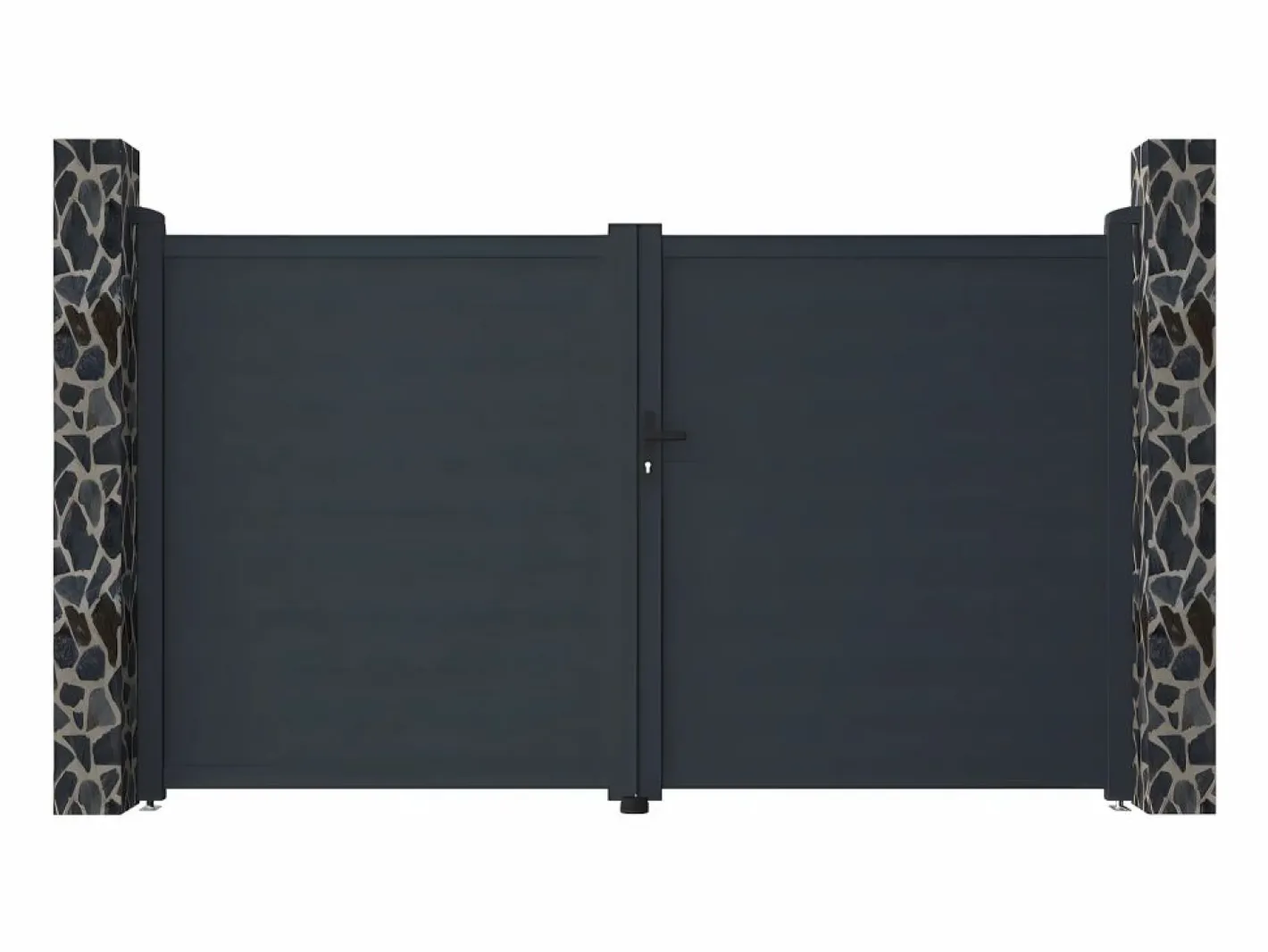 EXPERTLAND Portón de aluminio color antracita Ancho 300 x Alt. 173 cm NAZARIO Gris antracita Hot