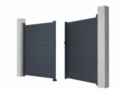 EXPERTLAND Portón de aluminio color antracita Ancho 300 x Alt. 173 cm NAZARIO Gris antracita Hot
